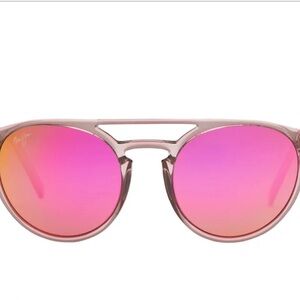 Maui Jim Translucent Pink Frame Sunglasses with Pink-Orange Mirrored Lenses